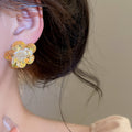 Silver Needle Iridescent Artificial Crystal Flower Stud Earrings, Fresh Forest Style Women's Jewelry view 3