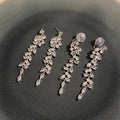 Copper Zircon Waterdrop Tassel Stud Earrings With Silver Pins Elegant Minimalist Geometric Style view 2