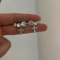Copper Zircon Cross Clip-on Earrings For Women Minimalist Geometric Ear Cuff Jewelry view 2