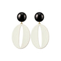 Coffee Tone Resin Round Oval Drop Earrings With Silver Needle Posts, Retro Contrast Geometric Style view 5