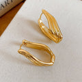 Minimalist Alloy Geometric Oval Irregular Ear Cuff Earrings With Silver Needle Posts view 4
