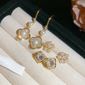 Elegant Faux Pearl Zircon Flower Stud Earrings With Silver Posts Light Luxury Fashion Jewelry view 3