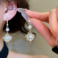 Elegant Faux Pearl Zircon Flower Stud Earrings With Silver Posts Light Luxury Fashion Jewelry view 4