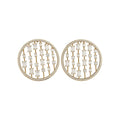 Metal Round Hollow Zircon Stud Earrings, Minimalist Geometric Light Luxury European Style view 5