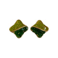 14K Gold Plated Gradient Crystal Square Stud Earrings With Silver Posts Light Luxury Geometric Jewelry view 5