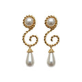 Vintage Court Style Geometric Teardrop Faux Pearl Stud Earrings For Women view 5