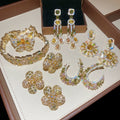 18K Gold Plated Copper Water Drop Zircon Jewelry Set With Bracelet Earrings Ring For Women view 1