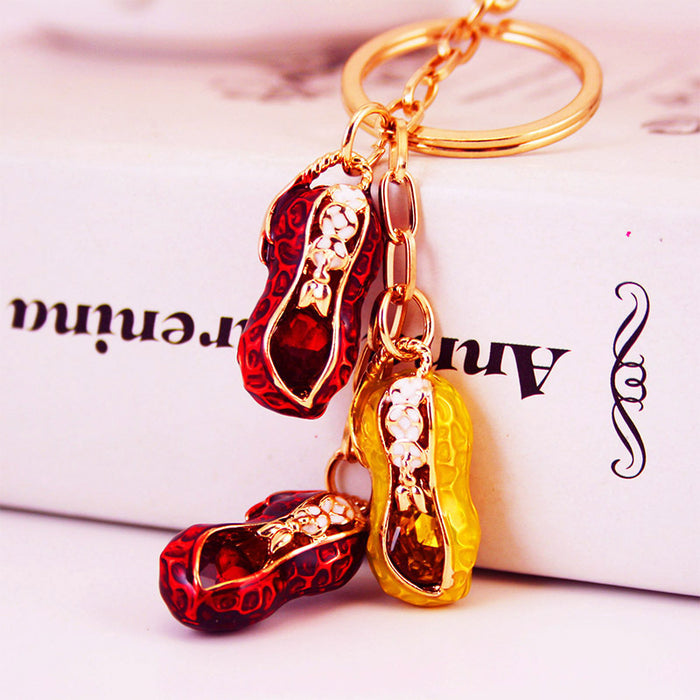Chinese Style Enamel Peanut Keychain, Wedding Favor Bag Charm