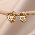 Double Layer Hollow Heart Hoop Earrings For Women, Cross Border Trendy Personality Ear Jewelry view 1