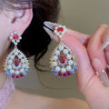 Court Style Faux Pearl Zircon Oval Earrings And Necklace Jewelry Set view 4