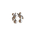 Silver Needle Rose Zircon Faux Pearl Geometric Stud Earrings For Women Light Luxury Style view 5
