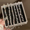 Korean Style Sparkling Zircon Butterfly Flower Copper Bangle For Women Fashion OL Jewelry view 2