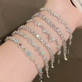 Korean Style Sparkling Zircon Butterfly Flower Copper Bangle For Women Fashion OL Jewelry view 1