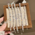 Korean Style Sparkling Zircon Butterfly Flower Copper Bangle For Women Fashion OL Jewelry view 4