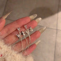 Playful Copper Zircon Bow Tassel Drop Earrings With Silver Pins For Elegant Daily Wear view 3