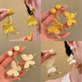 Light Luxury Copper Raffia Butterfly Stud Earrings With Silver Pins, Floral Geometric Beach Vacation Style view 1
