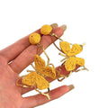 Light Luxury Copper Raffia Butterfly Stud Earrings With Silver Pins, Floral Geometric Beach Vacation Style view 5