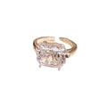 Silver Tone Zircon Cartoon Cat Open Ring For Women view 5