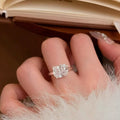 Silver Tone Zircon Cartoon Cat Open Ring For Women view 3