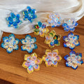 Artificial Crystal Flower Stud Earrings With Silver Posts, Sweet Vacation Light Luxury Style view 3