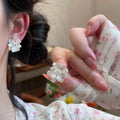 Light Luxury Copper Zircon Flower Stud Earrings Minimalist Commuter Fashion Jewelry view 2