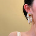 Sweet Resin Flower And Leaf Tassel Drop Earrings With Silver Pin For Summer Beach Vacation view 3