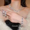 Court Style Purple Zircon Copper Jewelry Set With Oval Necklace Bracelet Earrings For Women view 2