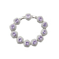 Court Style Purple Zircon Copper Jewelry Set With Oval Necklace Bracelet Earrings For Women view 5