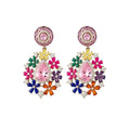 Sweet Style Copper Zircon Flower Stud Earrings And Bracelet Jewelry Set With Silver Posts view 5