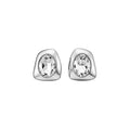 Copper Irregular Oval Rhinestone Stud Earrings With Silver Posts, Minimalist Geometric Design view 5