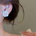 Korean Style Resin Flower Stud Earrings For Women, Elegant Light Luxury Floral Jewelry view 4