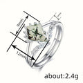 Irregular Quadrilateral Vintage Couple Rings For Women, Faux Natural Stone Bamboo Shadow Design view 4