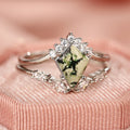 Irregular Quadrilateral Vintage Couple Rings For Women, Faux Natural Stone Bamboo Shadow Design view 5