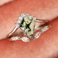 Irregular Quadrilateral Vintage Couple Rings For Women, Faux Natural Stone Bamboo Shadow Design view 3