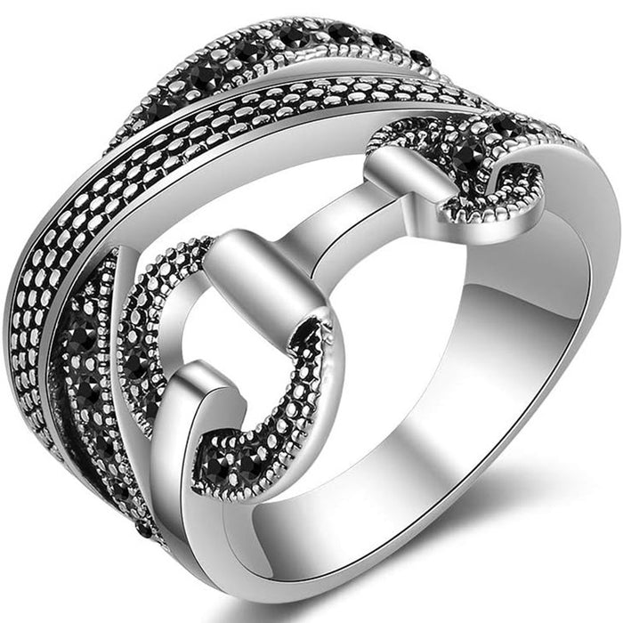 Trendy Niche Cross Line Ring For Women, Sweet Cool Interlocking Hoop Fashion Jewelry