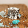 Oxidized Faux Moonstone Leaf Wrap Ring For Women, Vintage Style Fashion Jewelry view 4