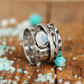 Oxidized Faux Moonstone Leaf Wrap Ring For Women, Vintage Style Fashion Jewelry view 1
