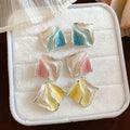 Copper Rhombus Enamel Stud Earrings, Minimalist Color Contrast OL Fashion Jewelry view 4