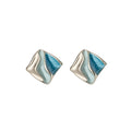 Copper Rhombus Enamel Stud Earrings, Minimalist Color Contrast OL Fashion Jewelry view 5