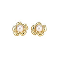 13K Gold Plated Silver Needle Faux Pearl Flower Stud Earrings For Women Fashion OL Jewelry view 5