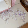 Artificial Crystal Beaded Bow Tassel Drop Earrings, Vacation Style Light Luxury Ear Jewelry view 4