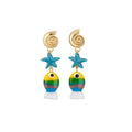 Steel Pin Stone Goldfish Starfish Pendant Drop Earrings Beach Vacation Style Animal Jewelry view 5