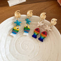 Steel Pin Stone Goldfish Starfish Pendant Drop Earrings Beach Vacation Style Animal Jewelry view 2