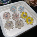 Sweet Copper Zircon Flower Stud Earrings With Silver Pins For Daily Light Luxury Style view 1
