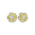 Sweet Copper Zircon Flower Stud Earrings With Silver Pins For Daily Light Luxury Style view 5