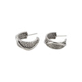 Textured Metal C Shape Stud Earrings With Silver Posts, Geometric European Style Ear Jewelry view 5