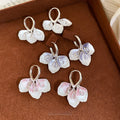 Light Luxury Copper Zircon Painted Petal Flower Earrings Elegant Sweet Ear Cuff Jewelry view 1
