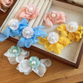 Vacation Style Chiffon Flower Faux Pearl Stud Earrings Elegant Light Luxury Floral Jewelry view 3