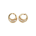 18K Gold Plated Copper Zircon Oval Huggie Earrings For Women Minimalist Luxury Commuter Style view 5