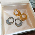 18K Gold Plated Copper Zircon Oval Huggie Earrings For Women Minimalist Luxury Commuter Style view 3